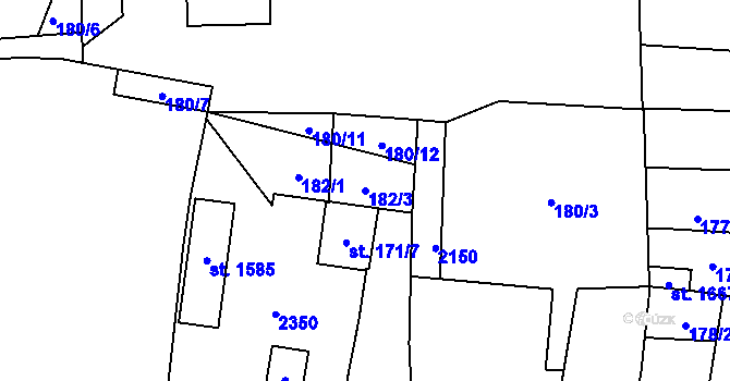Parcela st. 182/3 v KÚ Lišov, Katastrální mapa