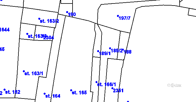Parcela st. 189/1 v KÚ Lišov, Katastrální mapa