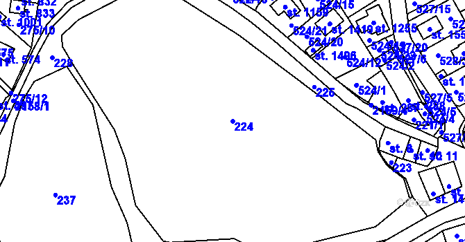 Parcela st. 224 v KÚ Lišov, Katastrální mapa