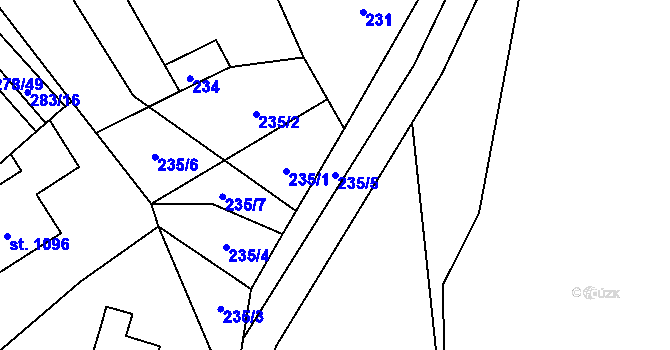 Parcela st. 235/5 v KÚ Lišov, Katastrální mapa
