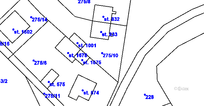 Parcela st. 275/10 v KÚ Lišov, Katastrální mapa