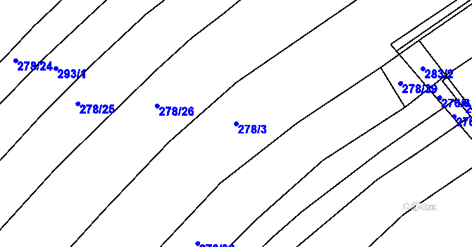 Parcela st. 278/3 v KÚ Lišov, Katastrální mapa