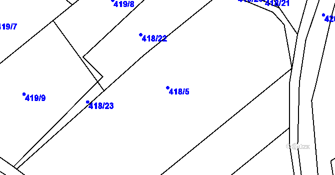 Parcela st. 418/5 v KÚ Lišov, Katastrální mapa