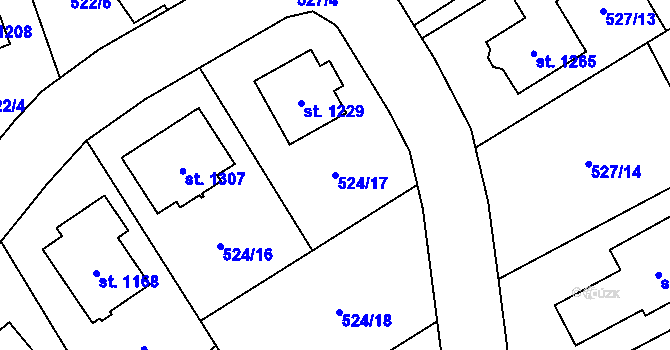 Parcela st. 524/17 v KÚ Lišov, Katastrální mapa