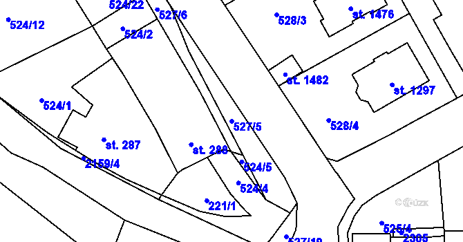 Parcela st. 527/5 v KÚ Lišov, Katastrální mapa