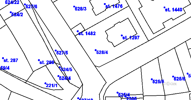 Parcela st. 528/4 v KÚ Lišov, Katastrální mapa