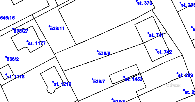 Parcela st. 538/8 v KÚ Lišov, Katastrální mapa