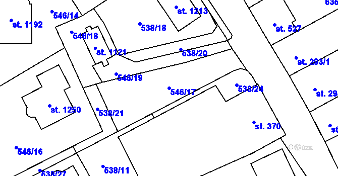 Parcela st. 546/17 v KÚ Lišov, Katastrální mapa