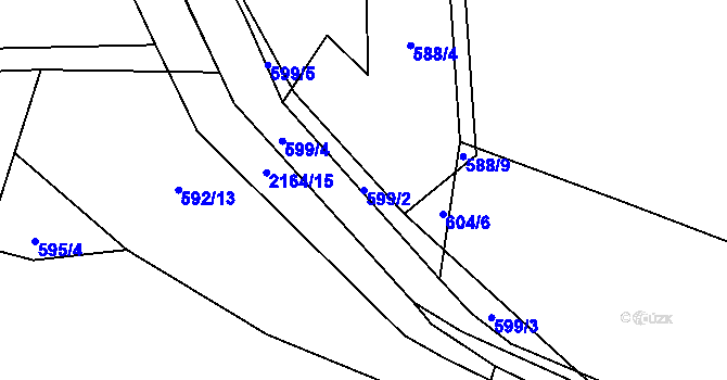 Parcela st. 599/2 v KÚ Lišov, Katastrální mapa