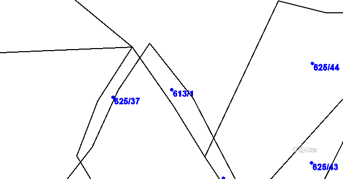 Parcela st. 613/1 v KÚ Lišov, Katastrální mapa