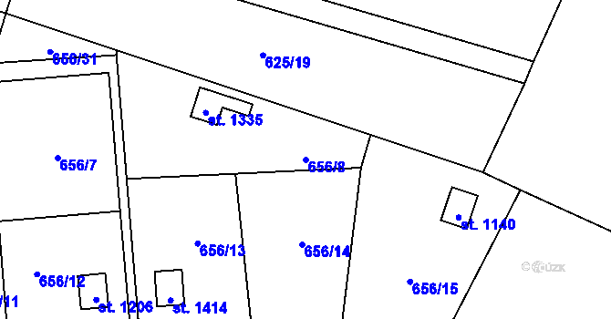 Parcela st. 656/8 v KÚ Lišov, Katastrální mapa
