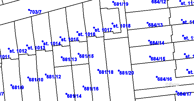 Parcela st. 681/17 v KÚ Lišov, Katastrální mapa