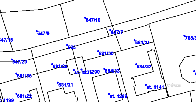 Parcela st. 681/30 v KÚ Lišov, Katastrální mapa
