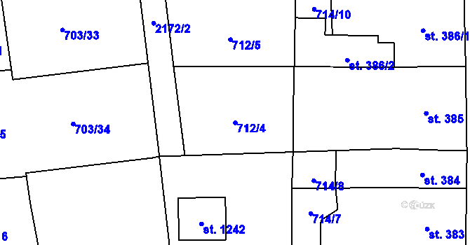 Parcela st. 712/4 v KÚ Lišov, Katastrální mapa