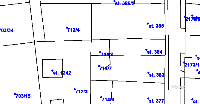 Parcela st. 714/8 v KÚ Lišov, Katastrální mapa