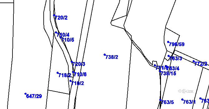 Parcela st. 738/2 v KÚ Lišov, Katastrální mapa
