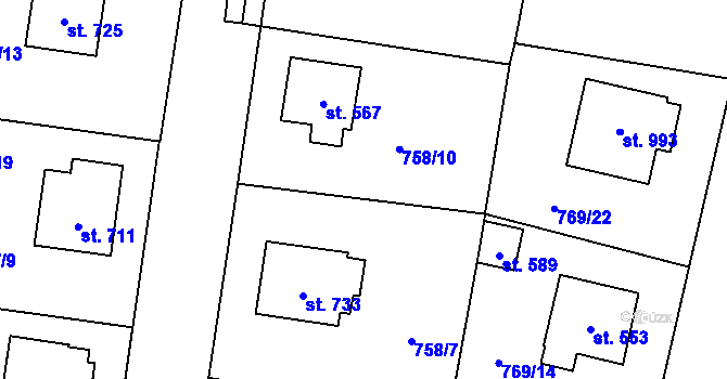 Parcela st. 758/16 v KÚ Lišov, Katastrální mapa