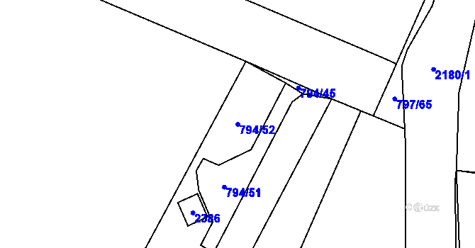 Parcela st. 794/52 v KÚ Lišov, Katastrální mapa