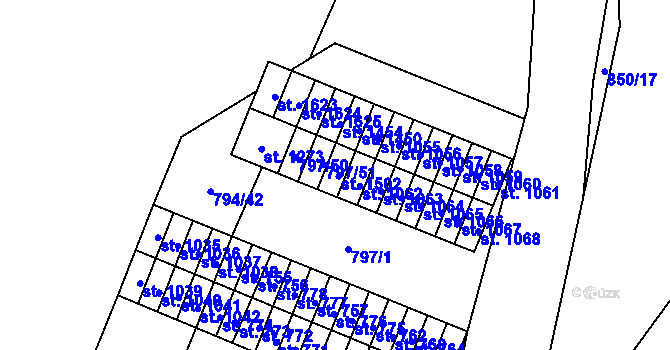 Parcela st. 797/52 v KÚ Lišov, Katastrální mapa