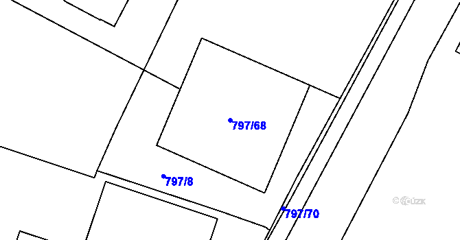 Parcela st. 797/68 v KÚ Lišov, Katastrální mapa