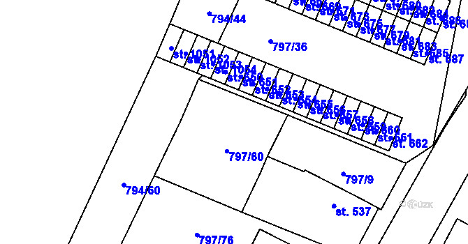 Parcela st. 797/71 v KÚ Lišov, Katastrální mapa