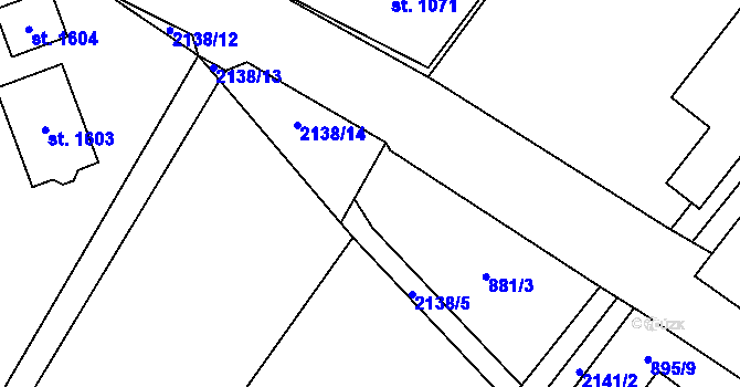 Parcela st. 865/5 v KÚ Lišov, Katastrální mapa