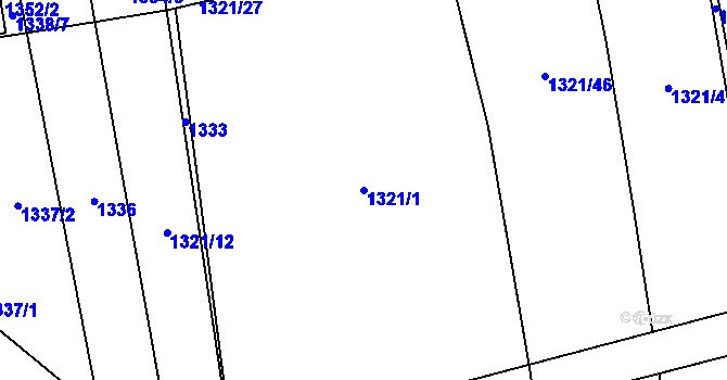 Parcela st. 1321/1 v KÚ Lišov, Katastrální mapa