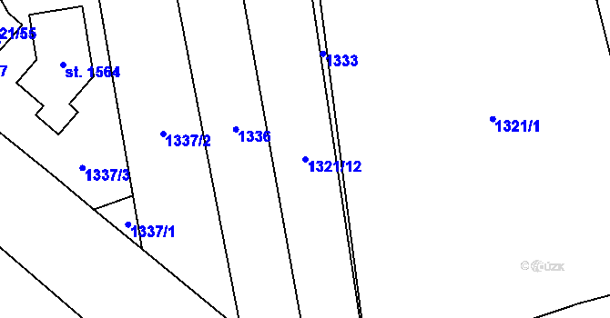 Parcela st. 1321/12 v KÚ Lišov, Katastrální mapa