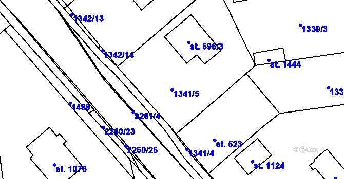 Parcela st. 1341/5 v KÚ Lišov, Katastrální mapa