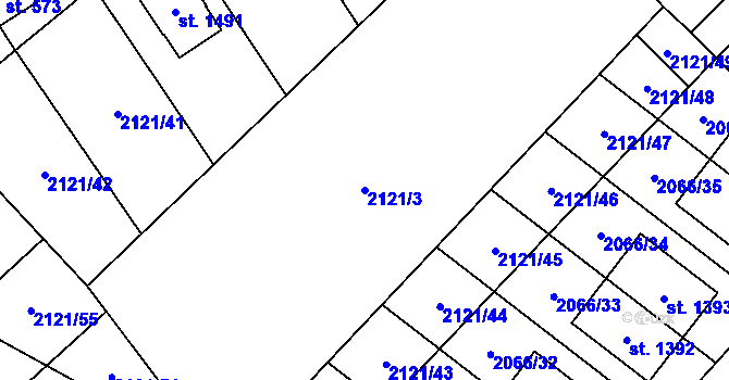 Parcela st. 2121/3 v KÚ Lišov, Katastrální mapa