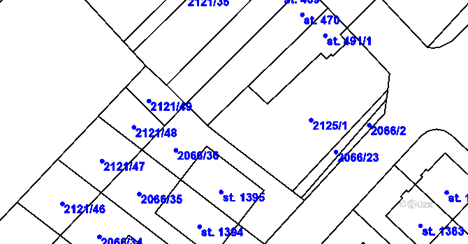 Parcela st. 2126/18 v KÚ Lišov, Katastrální mapa