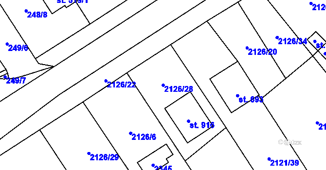 Parcela st. 2126/28 v KÚ Lišov, Katastrální mapa