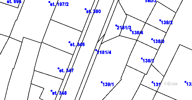 Parcela st. 2181/4 v KÚ Lišov, Katastrální mapa