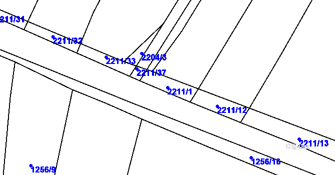 Parcela st. 2211/1 v KÚ Lišov, Katastrální mapa