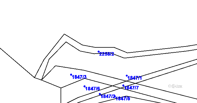 Parcela st. 2258/2 v KÚ Lišov, Katastrální mapa