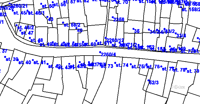 Parcela st. 2260/4 v KÚ Lišov, Katastrální mapa