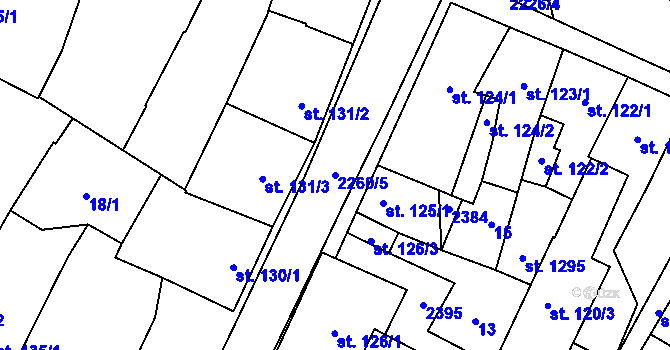 Parcela st. 2260/5 v KÚ Lišov, Katastrální mapa