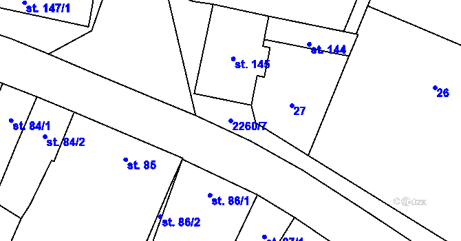 Parcela st. 2260/7 v KÚ Lišov, Katastrální mapa