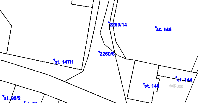 Parcela st. 2260/8 v KÚ Lišov, Katastrální mapa