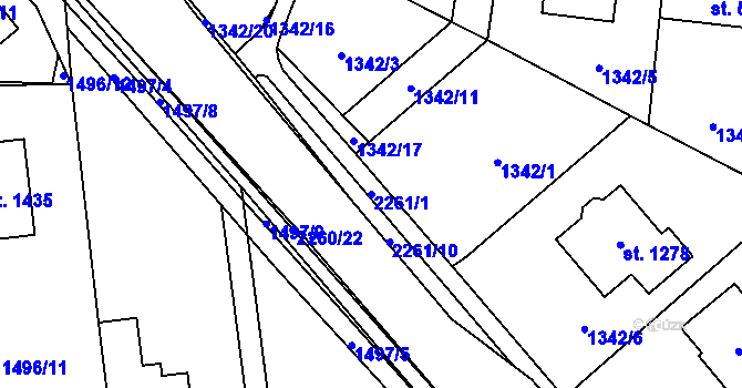 Parcela st. 2261/1 v KÚ Lišov, Katastrální mapa