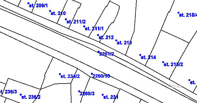 Parcela st. 2261/2 v KÚ Lišov, Katastrální mapa