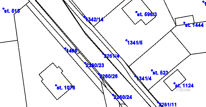 Parcela st. 2261/4 v KÚ Lišov, Katastrální mapa