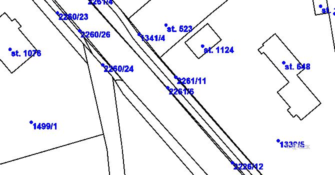 Parcela st. 2261/6 v KÚ Lišov, Katastrální mapa