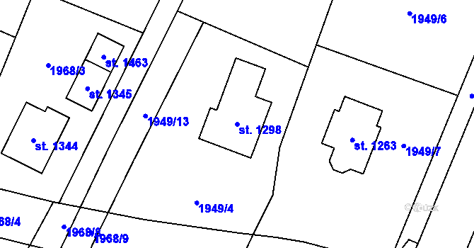 Parcela st. 1298 v KÚ Lišov, Katastrální mapa