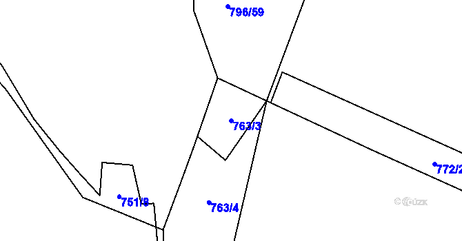 Parcela st. 763/3 v KÚ Lišov, Katastrální mapa