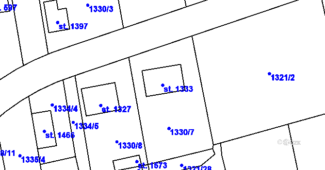 Parcela st. 1333 v KÚ Lišov, Katastrální mapa