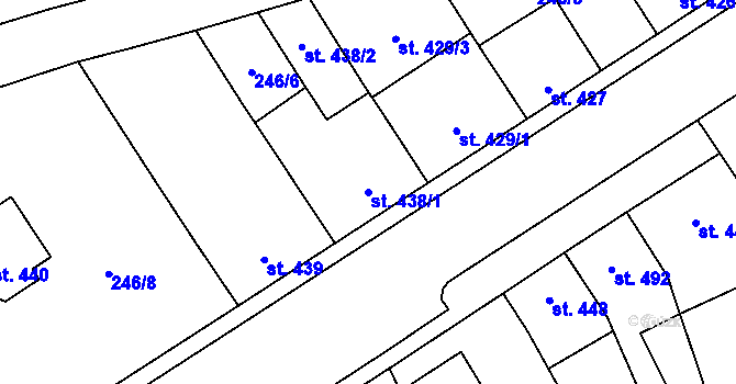 Parcela st. 438/1 v KÚ Lišov, Katastrální mapa