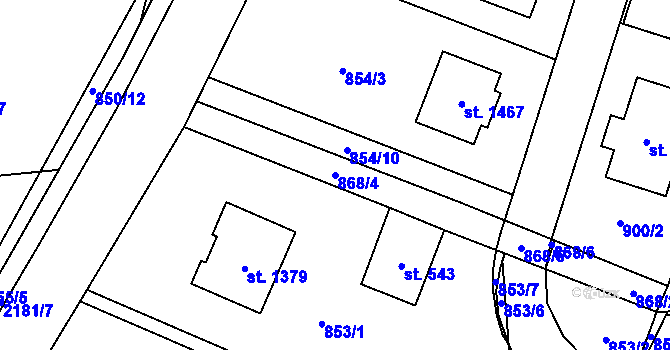 Parcela st. 868/4 v KÚ Lišov, Katastrální mapa