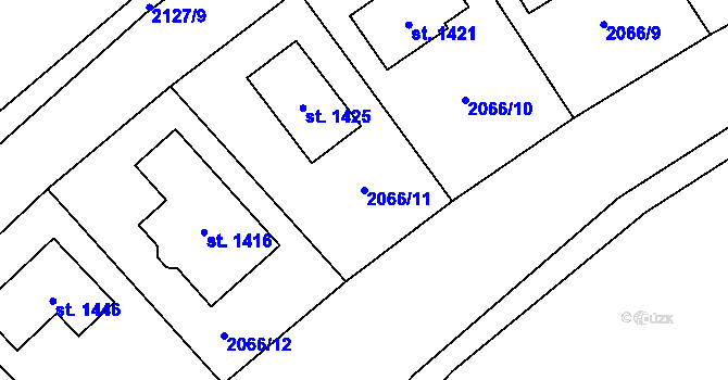 Parcela st. 2066/11 v KÚ Lišov, Katastrální mapa