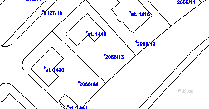 Parcela st. 2066/13 v KÚ Lišov, Katastrální mapa